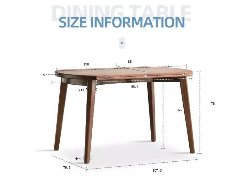 Furniture Modern Furniture Table Home Furniture Wooden Furniture Hot Sale Wood Leg Walnut Round Folding Dining Table with 4 Chairs for Living Room