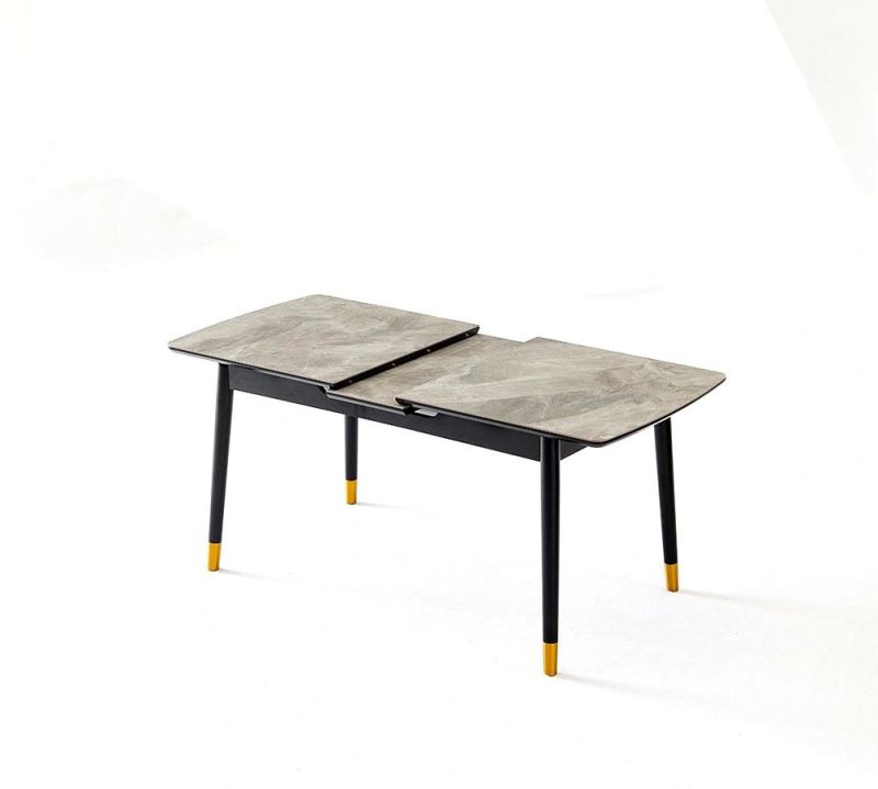 High Quality Carbon Steel White Marble Rock Plate Dining Table