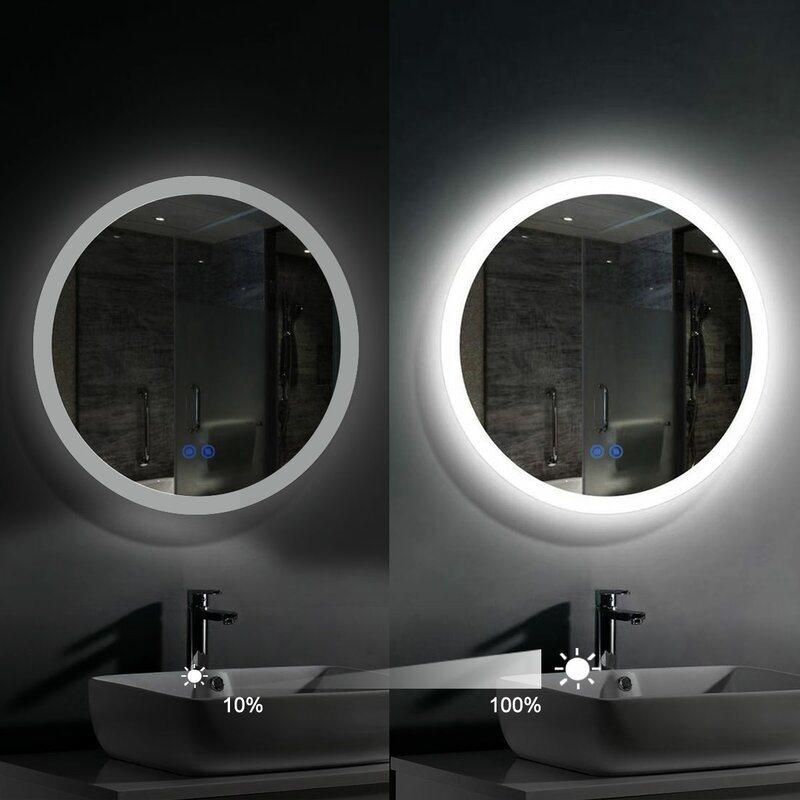 Modern Touch Dimmable Wall Fogless Backlit Lighted Makeup Vanity Mirror for Cosmetic Bathroom