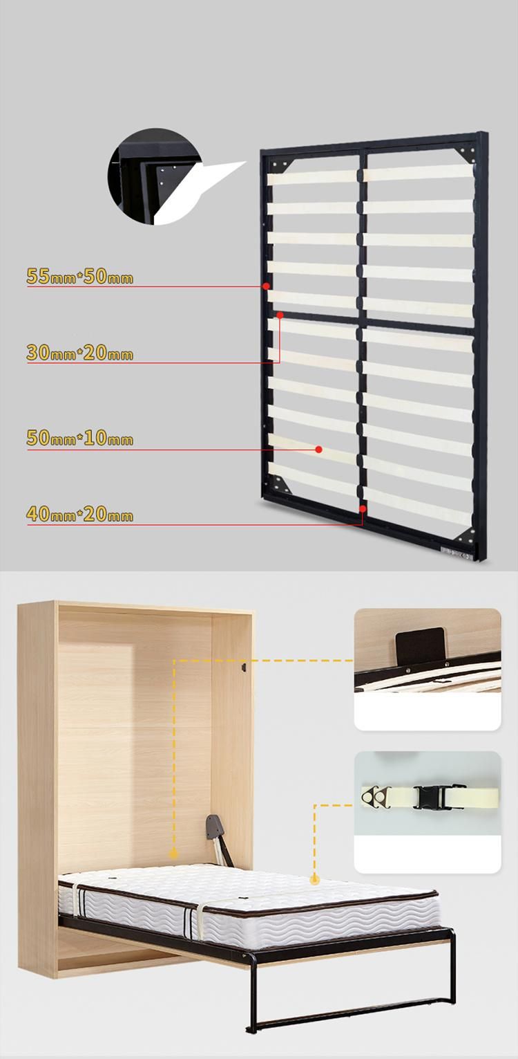 Modern Multifunction Space Saving Double King Hiffen Wood Murphy Folding Wall Bed