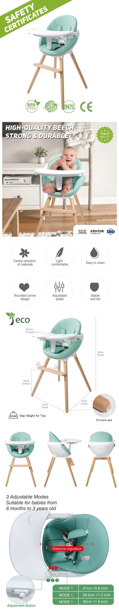 Restaurant Infant Multifunctional Feeding Modern Sales Popular Plastic Fast Folding Baby High Chair