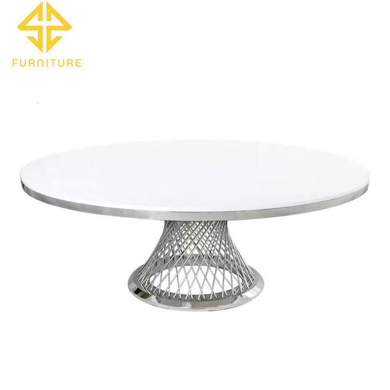 Hotel Hall 10 People Half Moon Shape Gold Stainless Steel Metal Tables and Chair