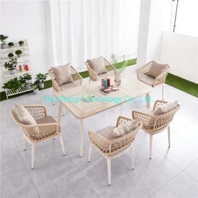 Indoor and Outdoor Modern Furniture Design Leisure Rope Arm Aluminum Cafe Furniture House Aluminum Rope Restaurant Furniture