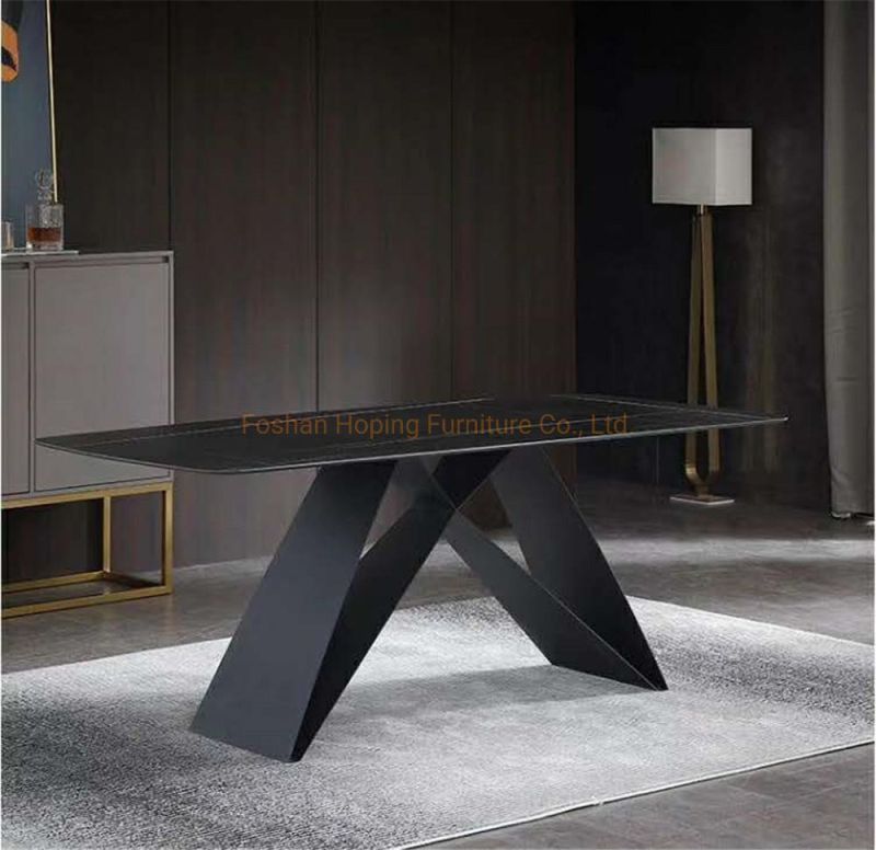 Modern Metal Frame Restaurant Dining Table Cafe Room Wooden Design Modern Furniture Table Chair