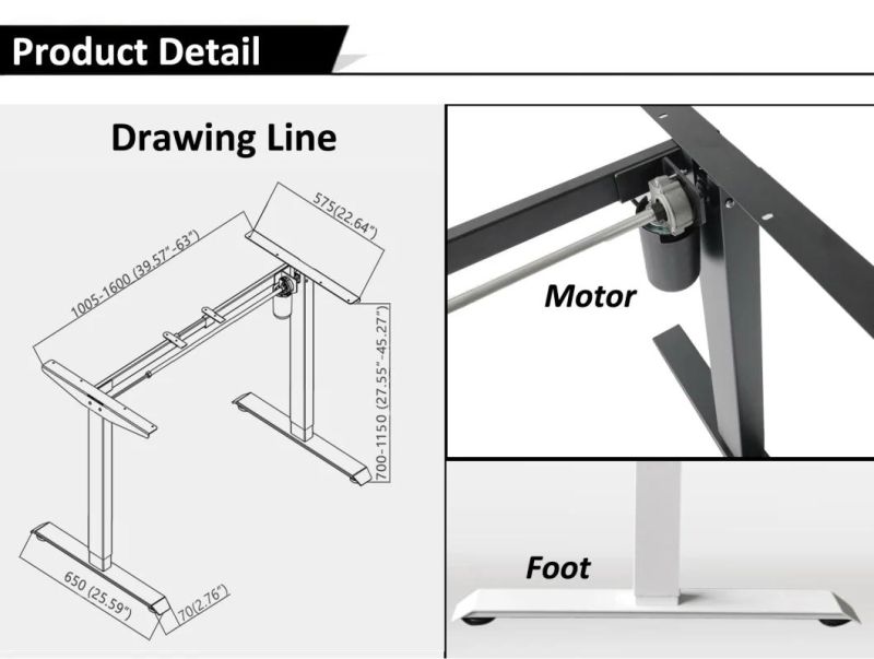 Factory Price Single Motor Comfortable Electric Desk for Home Furniture