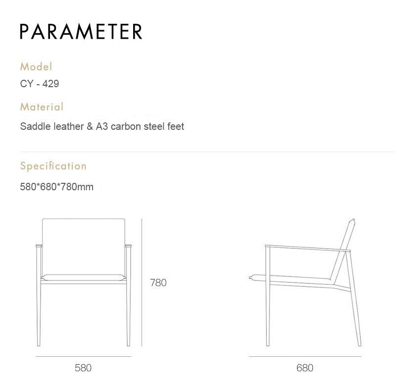 Nordic Patio Furniture Living Room Leisure Reception Steel Frame Office Dining Chair