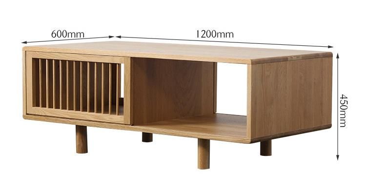 Nordic Simple Oak Solid Wood Coffee Table, Small Apartment Living Room Furniture