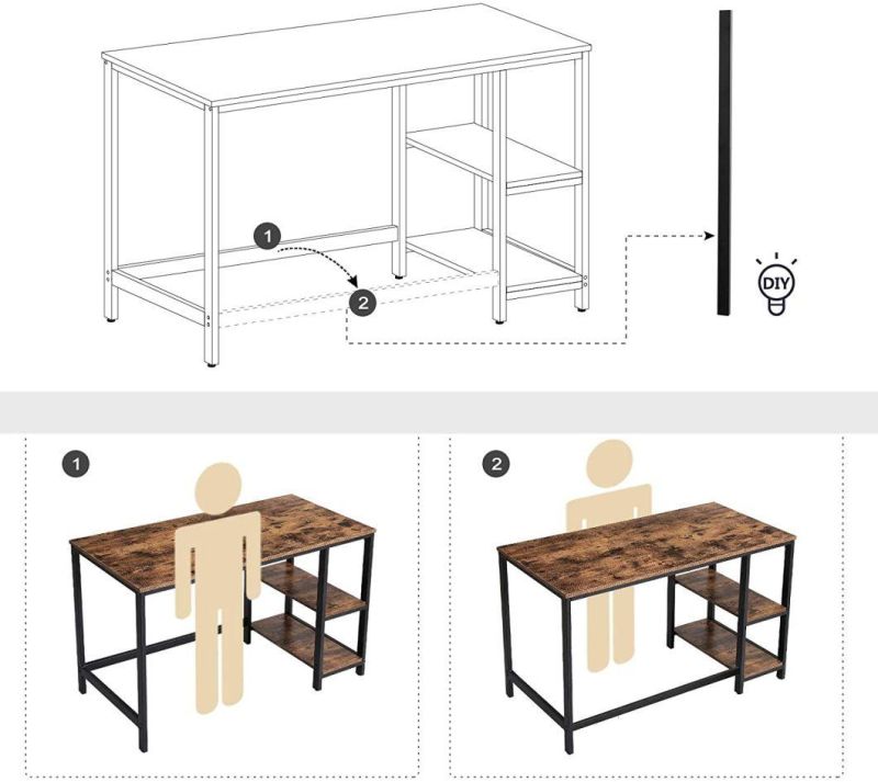 Office Desk Study Table Writing Desk Computer Table with Bookshelf for Home