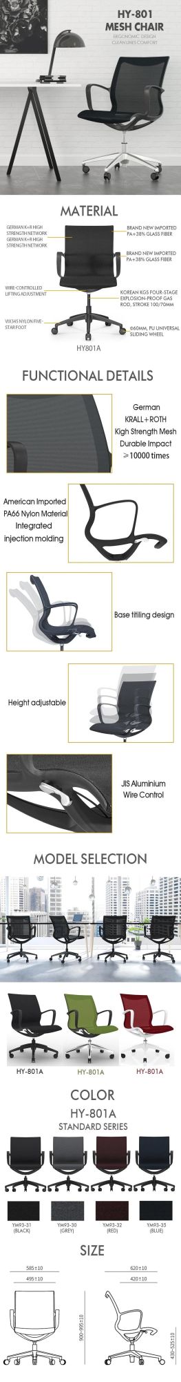 Office Chairs China Fixed Nylon Armrest Full Mesh Chair Sillas De Oficina with Breathable Mesh for Seat