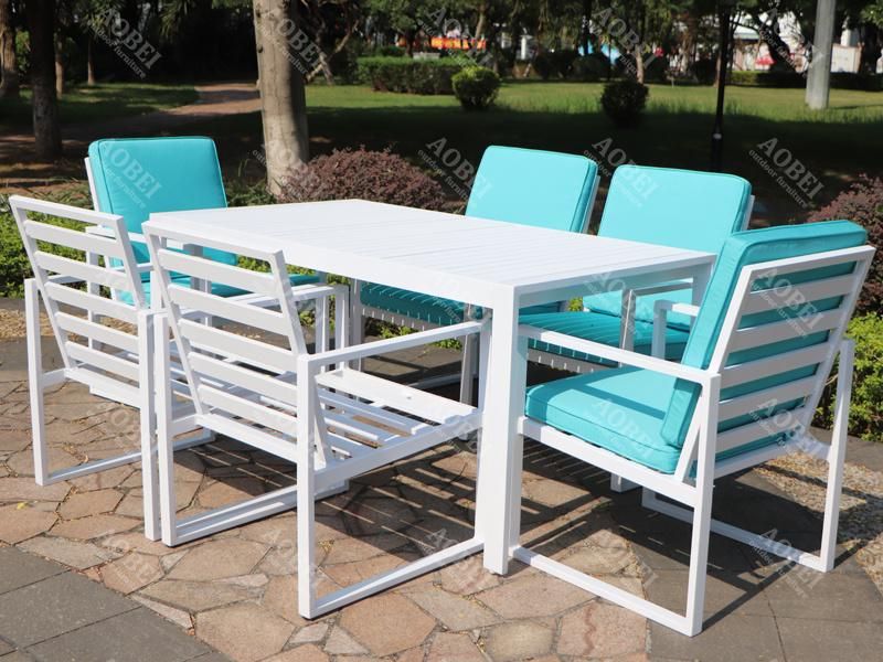 Modern Outdoor Garden Patio Hotel Resort Restaurant Home Villa Aluminum Dining Chair Table Set Furniture