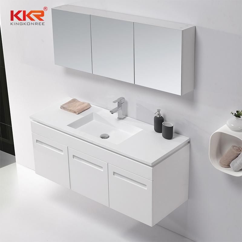 Italian Luxury White Vanity Bathroom Resin Stone Basin Cabinets