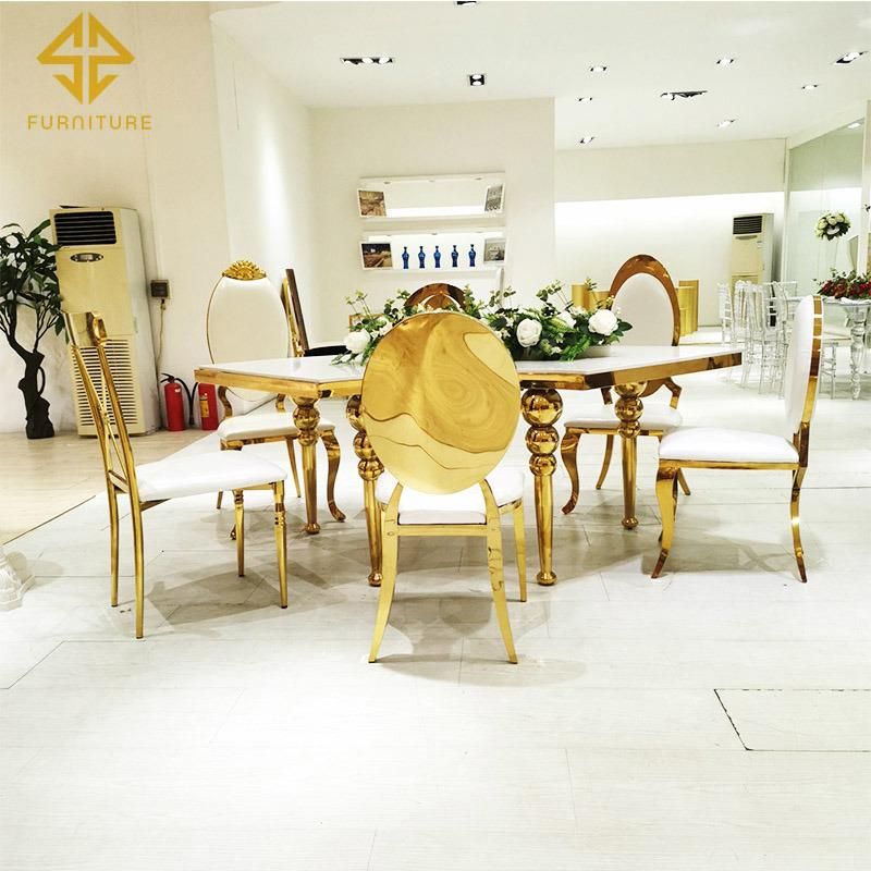 2021 New Furniture Dining Sets Modern Luxury Stainless Steel Legs Dining Table Chair