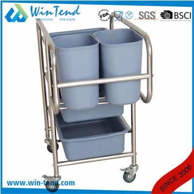 Hotel Housekeeping Knock Down Hotel Food Cleaning Cart Trolley 5 Bins