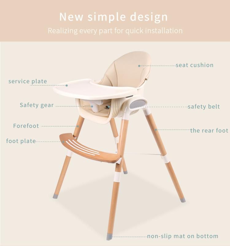 Multifunction Kids Dining Baby Feeding Chair/ Baby Eating Seat Dining Chair for a Child/Wooden High Chair with Rocker Function