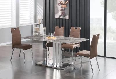 Modern Home Restaurant Hotel Furniture Table Sets Tempered Glass Marble Dining Table