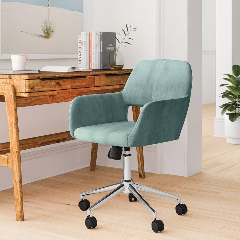 Modern Velvet Fabric Upholstered Executive Computer Chair Height Adjustable and Reclining 360 Swivel Lift Office Chair