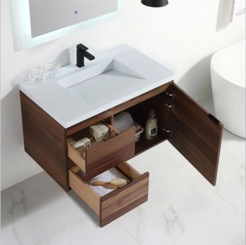 Factory Wholesale Modern and Simple Plywood Bathroom Vanity with Ceramics Top