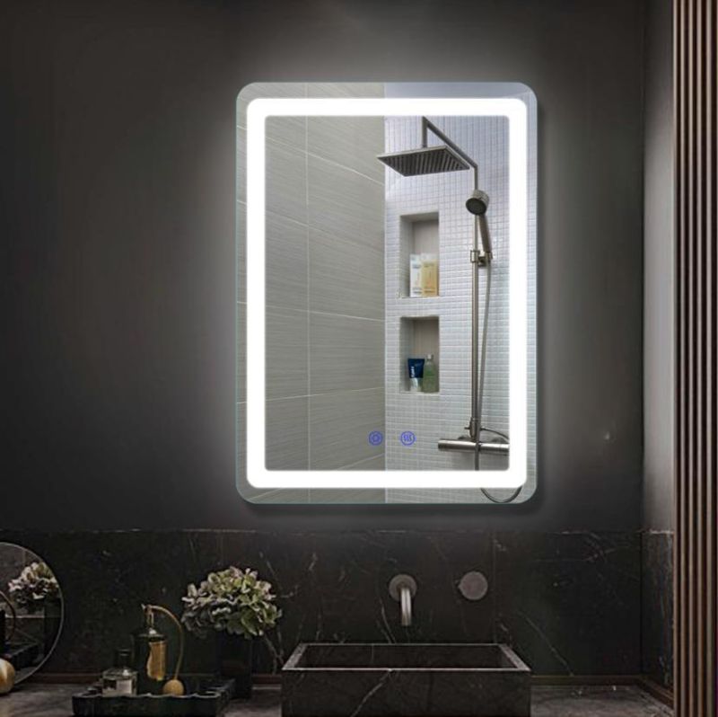 Modern Round Anti-Fog Illuminated LED Bathroom Mirror with Touch Switch