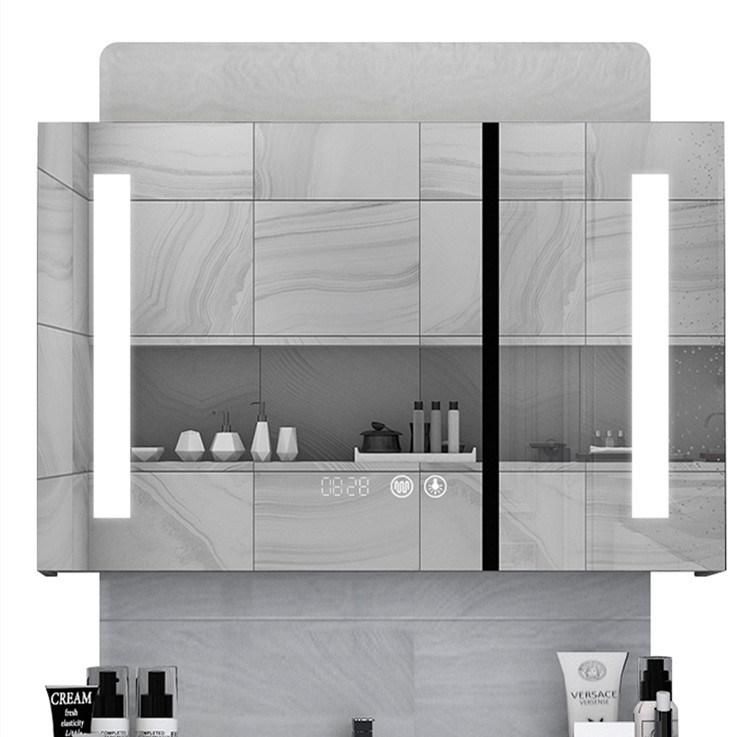 Bathroom Vanity Luxury with LED Light Storage Mirrored Cabinet, Artificial Stone Countertop