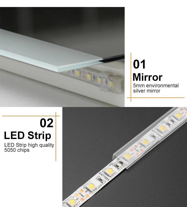 Luxury LED Mirror Water Proof Illuminated Decorative Mirror Dressing Glass Mirror Touch Screen Mirror Bathroom Mirror with Light Mirror