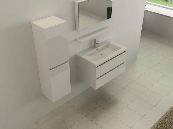 China Factory Modern Light Luxury Wall Mount Bathroom Vanity Double Sinks with Ceramic Basin & LED Mirror