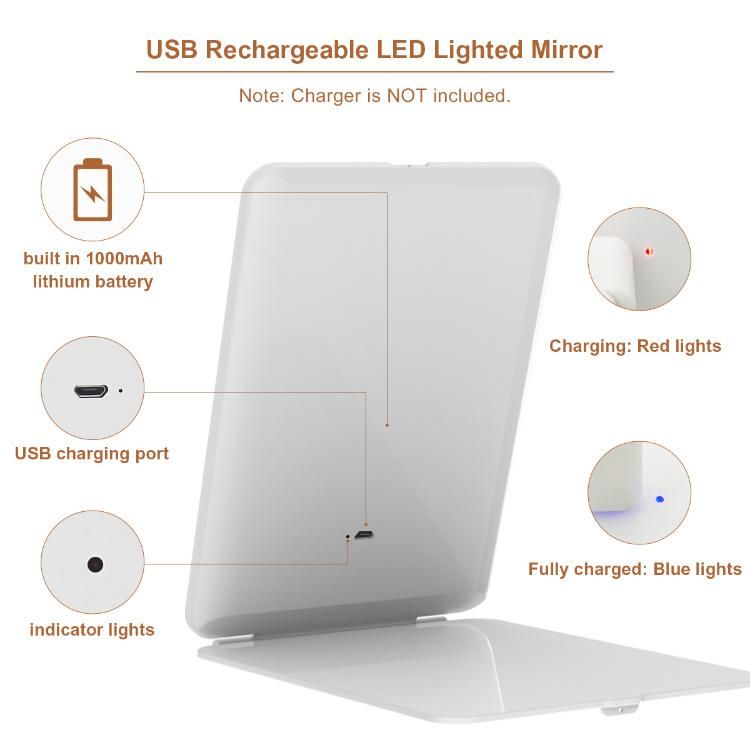 Slim Rechargeable Makeup Vanity Mirror with 72 LED Lights