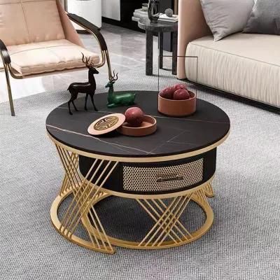 Slate Round Coffee Table Combination Living Room Home Nordic Minimalist Modern Small Apartment Marble Creative Tea Table