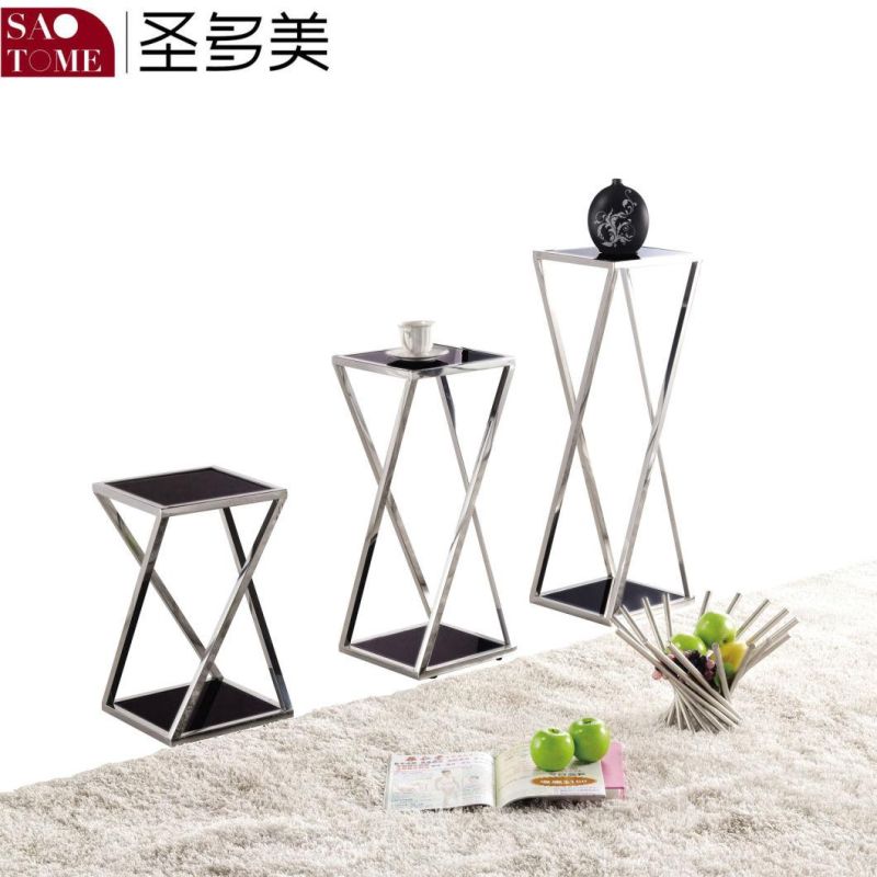 Modern Garden Living Room Furniture Black Glass Flower Rack