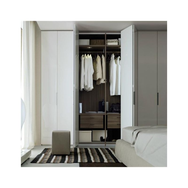 Cheap Price Custom Simple Design Bedroom Glass LED Aluminum Profiles Frames Clothes Wardrobe Modern Wooden Fitted Closet Almirah Closet