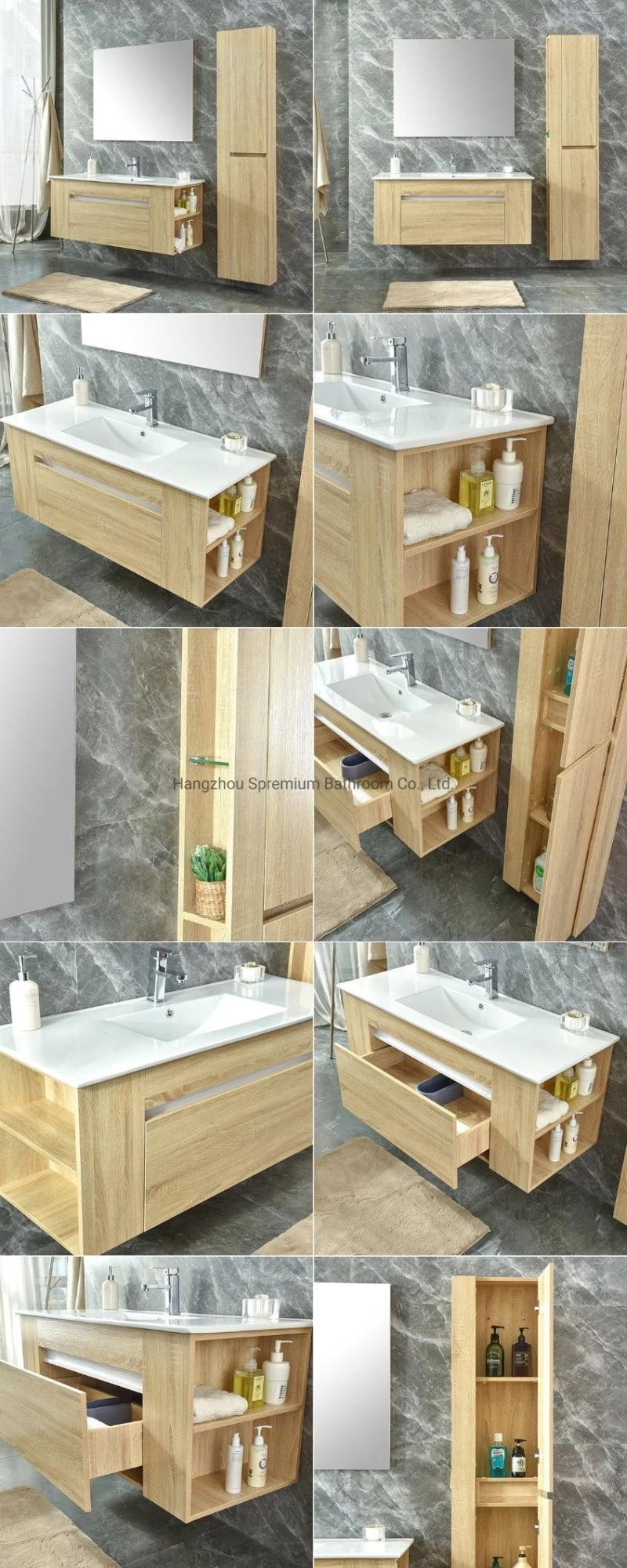 1200mm Width White Wall Mounted Modern Design LED Mirror MDF Bathroom Vanity Cabinet Furniture