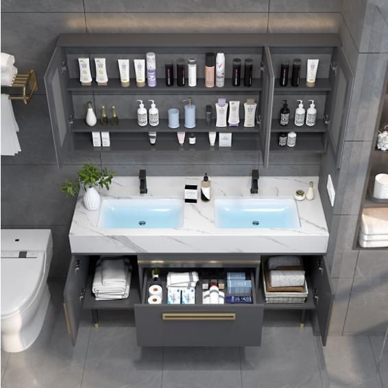 Light Luxury Rock Board Bathroom Cabinet Combination Modern Simple Double Basin Wash Sink Wash Basin Toilet Set