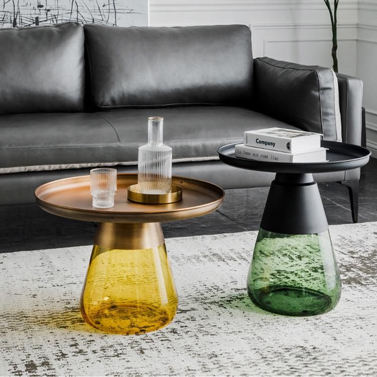 Modern Luxury Glass Body Titanium Coffee Table