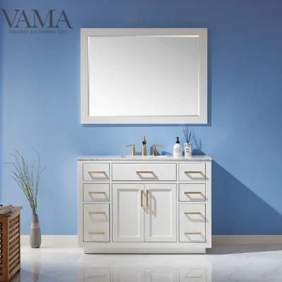 Vama 48 Inch Classic New Design Lacquer Painting Cabinet Waterproof Bathroom Furniture with Ceramic Vanity Sink V531048wh