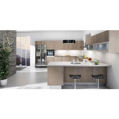 Modern Design Kitchen Furniture Mixed Wooden Color Style Matt Finish Lacquer Kitchen Cabinet