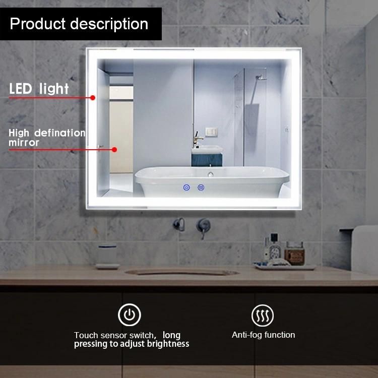 Hotel LED Wall Decorative Bathroom Mirrors with Touch Sensor