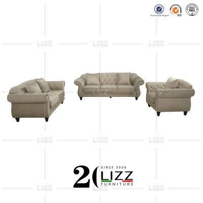 Chesterfield European Style Living Room Furniture Sectional 1+2+3 Modern Velvet Fabric Sofa