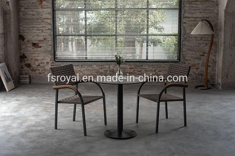 Fashionable Modern Cafe Aluminum Rattan Outdoor Dining Chair