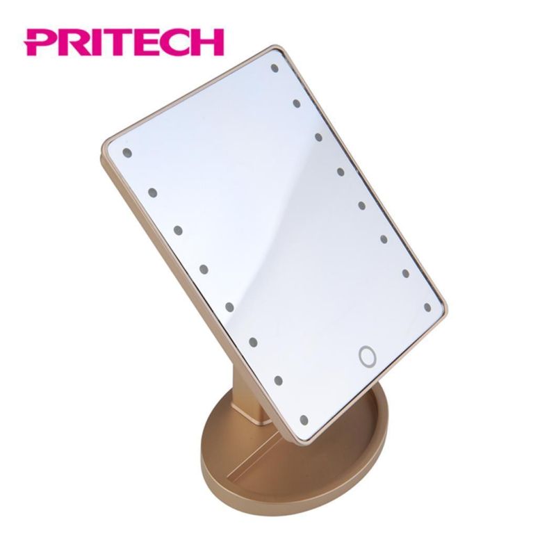 Pritech Battery Operated Custom Design Plastic Material Stand LED Beauty Makeup Mirror