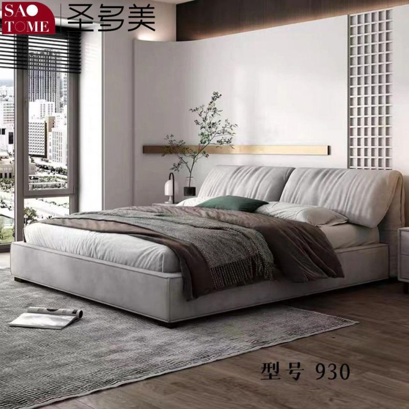 Modern off-White Leather 1.5m 1.8m Double Bed