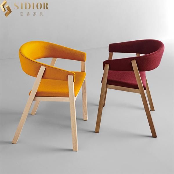 Nordic Ultra Modern Dining Chairs Solid Wood Upholstered Chair for Restaurant