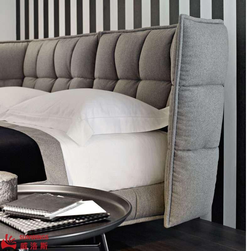 New Arrival Modern Soft Upholstered Fabric / PU King Size Bed Double Bed