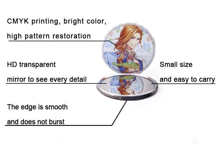 Customizable Cartoon Pig Pattern Pocket Mirror, Pocket Mirror Round, Custom Pocket Mirror