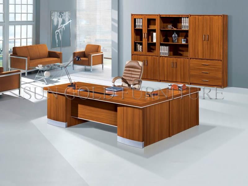 Modern Design Wooden Manager Boss Office Furniture Cheap Popular L Shape Office Desk with Cabinet