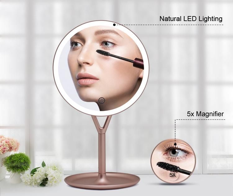 High Definition Desktop Dimmable Brightness LED Makeup Mirror with Touch Sensor