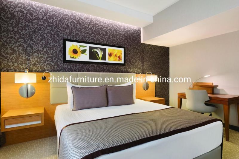 Hotel Bedroom Furniture Modern Leather Wooden Frame King Size Bed Set