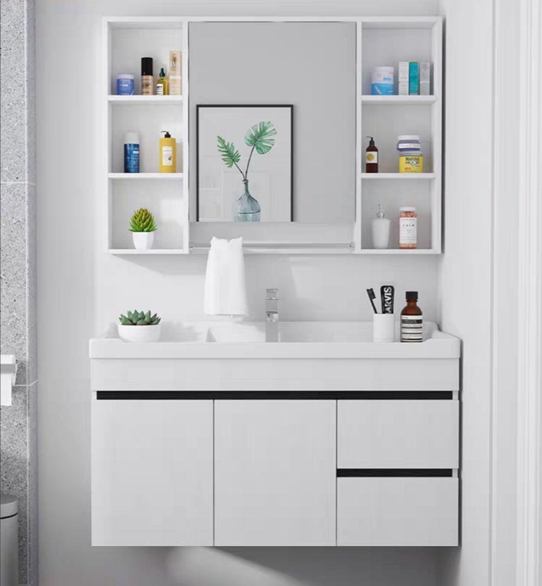 Melamine Big Storage Mirror Bathroom Cabinet, Wall Mount Bath Vanities