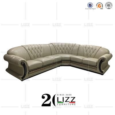 Modern Living Room Genuine Leather Sectional Corner Sofa