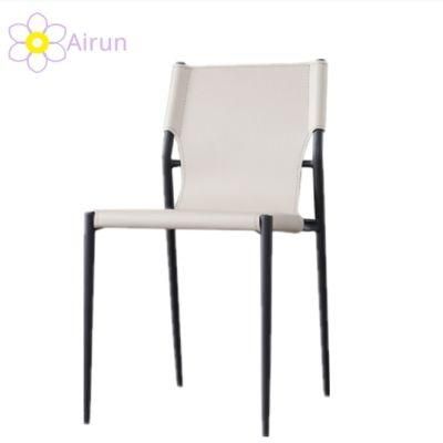 Modern Simple Metal Iron Saddle Leather Leisure Dining Chair Designer High-End Hotel Restaurant Chair