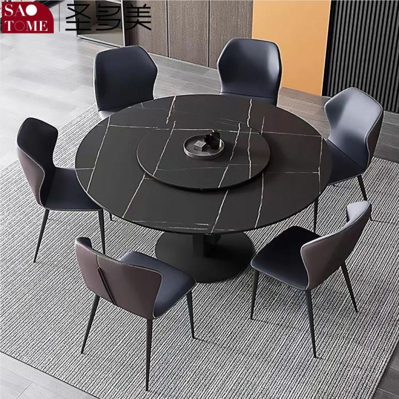 Modern Rock Furniture Geometric Round Dining Table with Turntable