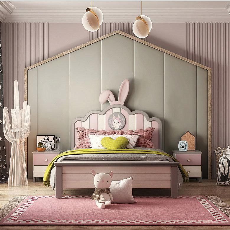 Customized Pink Princess Bed Wooden Furniture